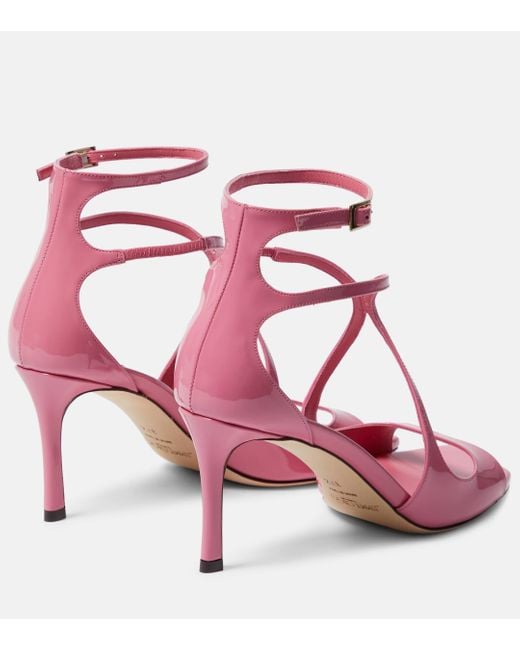 Jimmy Choo Pink Azia 75 Patent Leather Sandals