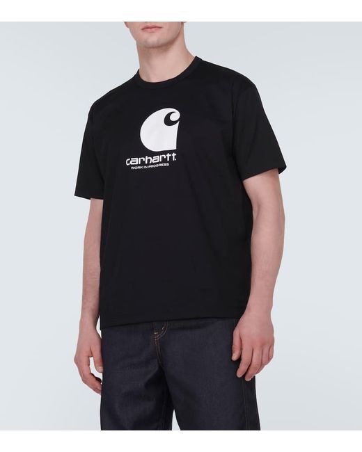 Junya Watanabe Black X Carhartt Logo Cotton Jersey T-shirt for men