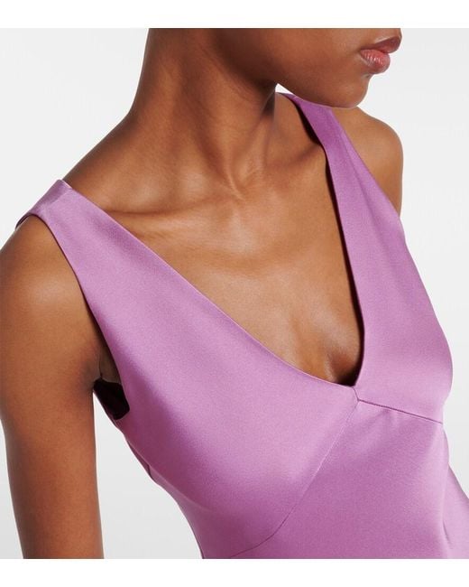 Max Mara Purple Pilly Paneled Satin Slip Dress