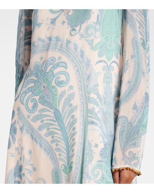 Zimmermann Blue Illuminate Beaded Paisley Maxi Dress