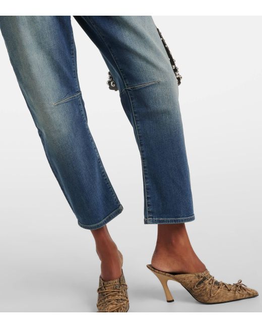 AG Jeans Blue High-Rise Barrel-Leg Jeans