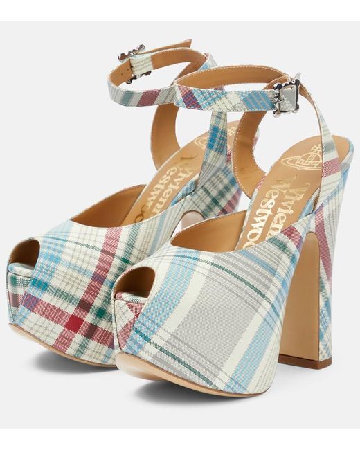 Vivienne Westwood Metallic Vargas Checked Leather Platform Pumps