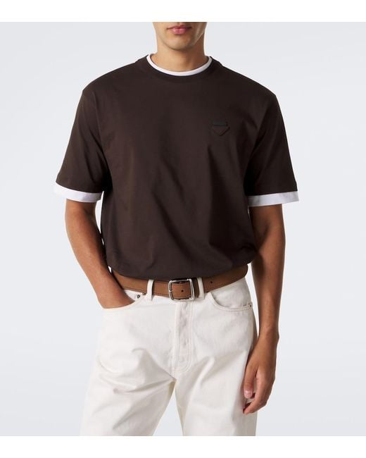 Prada Black Layered Cotton Jersey T-Shirt for men
