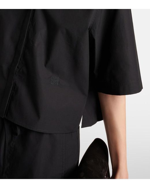 Totême Black Cropped Cotton Shirt
