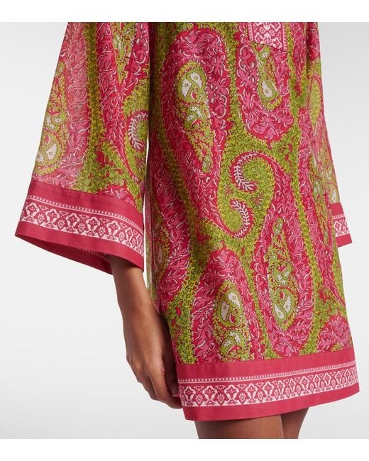 Etro Red Printed Cotton And Silk Tunic