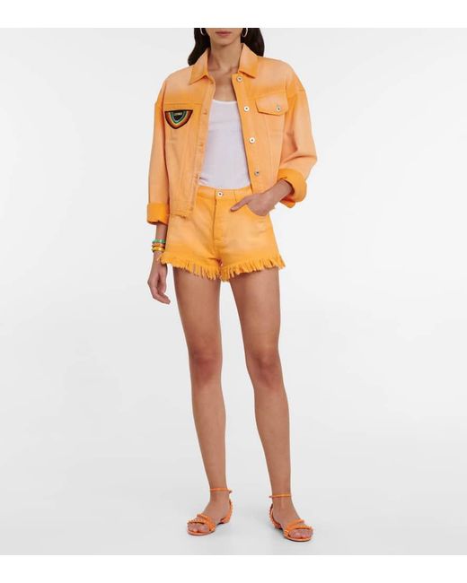 Christian Louboutin Orange Sandalen Mafaldina Spikes Aus Lackleder