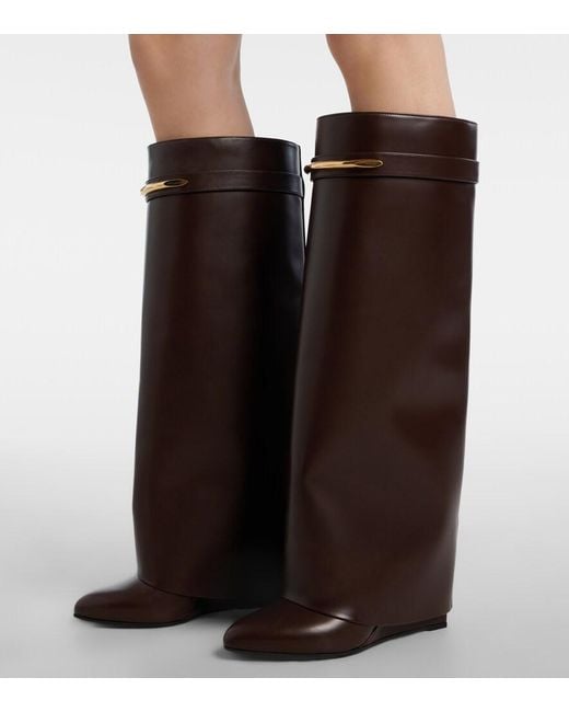 Givenchy Brown Shark 95 Leather Knee-High Boots