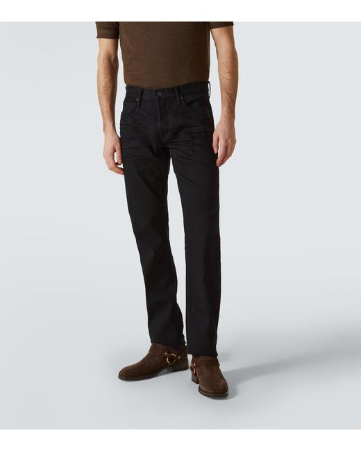 Tom Ford Black Logo Straight Jeans for men