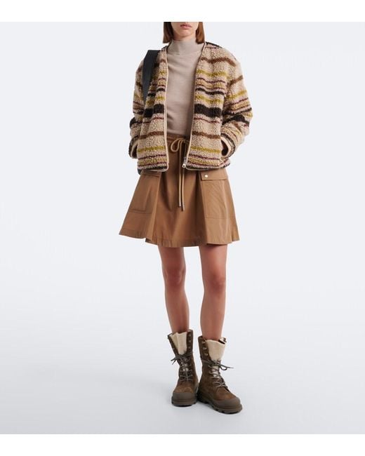 Moncler Brown Vera Shearling-Trimmed Suede Lace-Up Boots