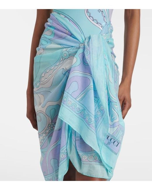 Emilio Pucci Blue Cover-Up Orchidee