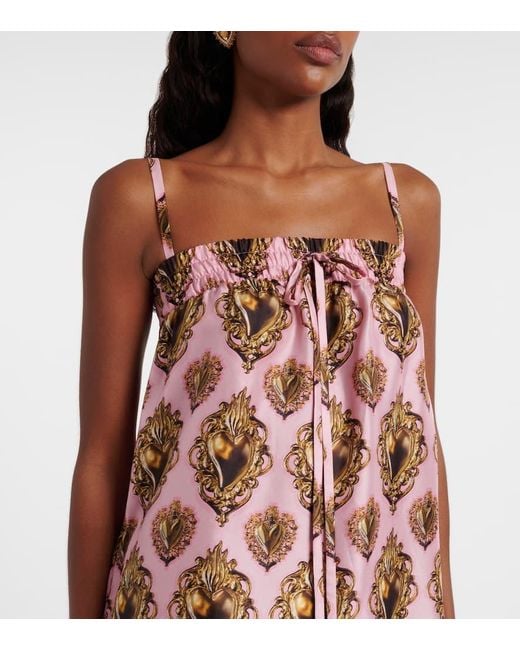 Robe Imprimee En Soie Dolce & Gabbana en coloris Pink