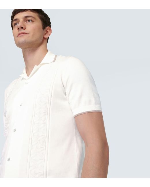 Polo in maglia di cotone di Brunello Cucinelli in White da Uomo