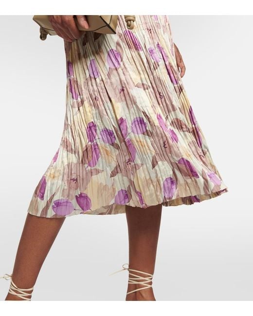 Vince Multicolor Floral Pleated Midi Dress