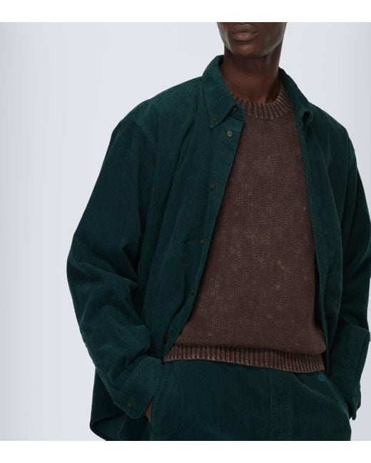 Surchemise en velours cotele de coton Acne pour homme en coloris Green