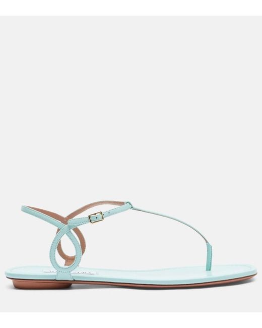 Aquazzura White Almost Bare Leather Thong Sandals
