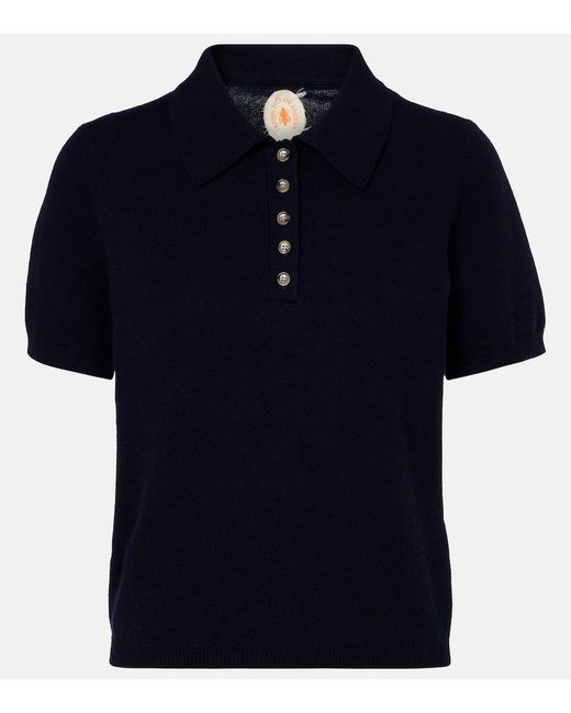 Jardin Des Orangers Blue Cotton And Cashmere Polo Shirt