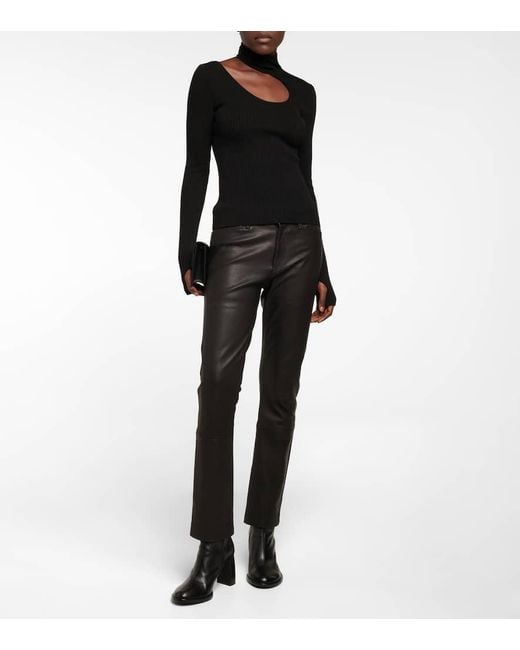 Petar Petrov Black Fiz Cutout Ribbed-Knit Silk Top