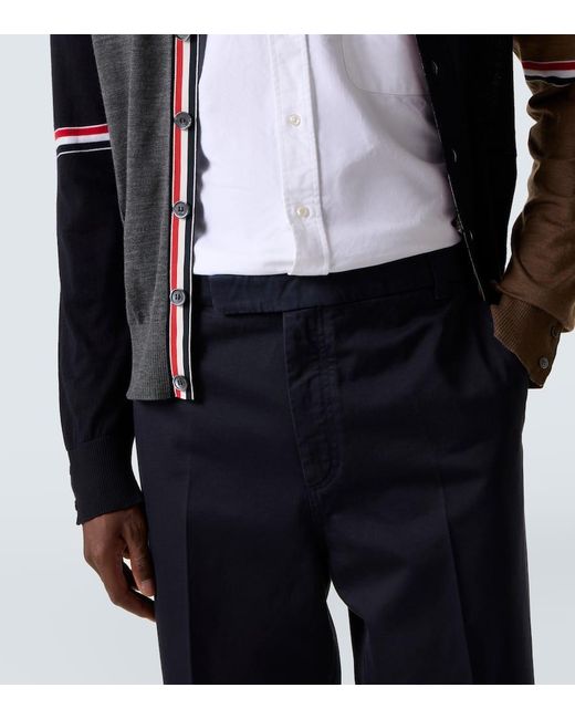 Thom Browne Gerade Hose Aus Baumwoll-Twill in Blue für Herren