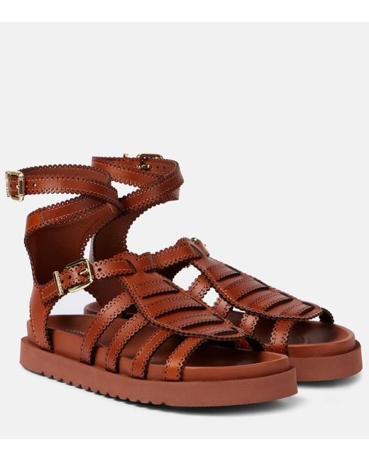 Zimmermann Brown Goldie Leather Gladiator Sandals