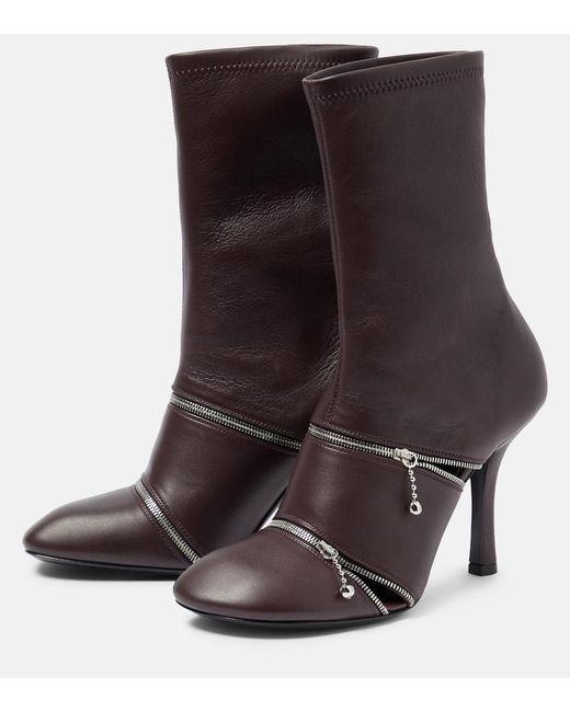 Burberry Brown Peep Leather Ankle Boots