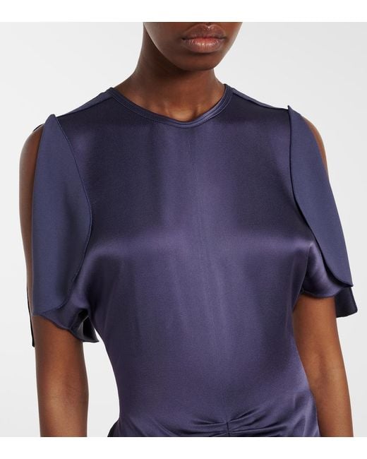 Victoria Beckham Blue Isabella Gathered Satin Gown