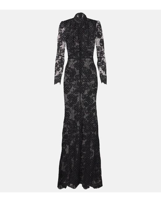 Self-Portrait Black Embellished Lace Gown