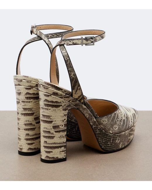 Fendi Metallic After 9 Snake-Effect Leather Platform Sandals