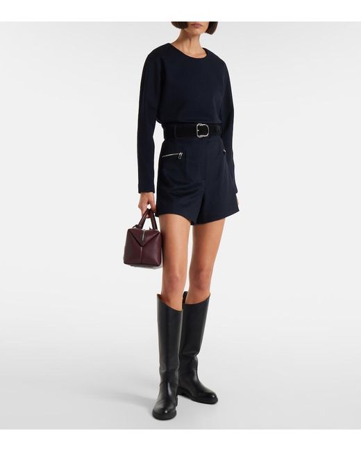 Max Mara Blue Girello Wool And Cotton-Blend Top