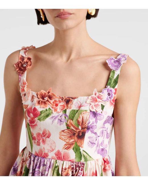 Vestido Corto Barbare De Algodon Floral Agua Bendita de color Pink