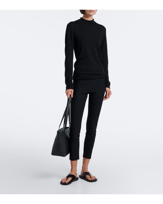 The Row Black Parker Medium Leather Tote Bag