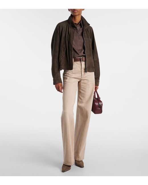 Brunello Cucinelli Brown Chelsea Monili Suede Ankle Boots