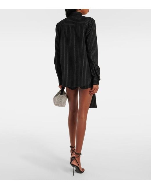 Alex Perry Black Pinstripe Tie-Neck Shirt