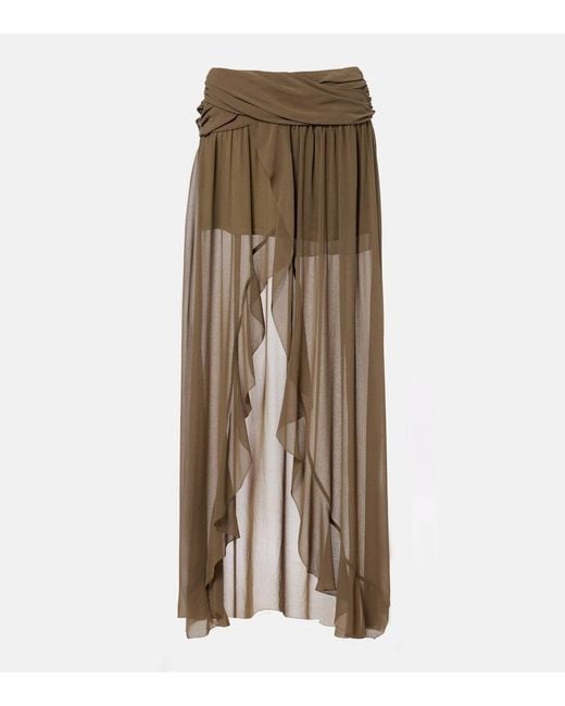 JACQUES WEI Natural Asymmetric Draped Maxi Skirt
