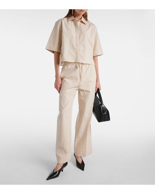 Totême Natural High-Rise Cotton Wide-Leg Pants