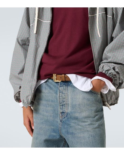 Miu Miu Brown Logo Leather Belt for men