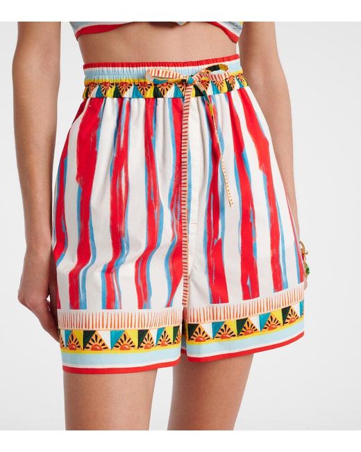 Dolce & Gabbana Red Patterned Cotton Shorts