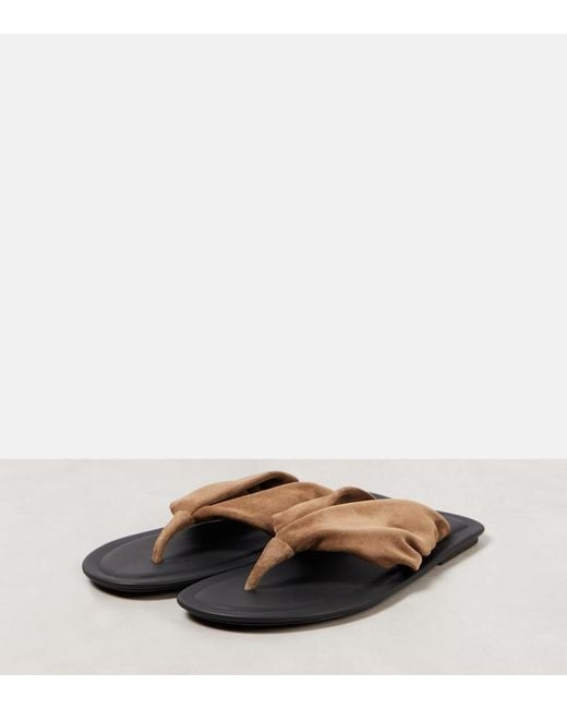 Brunello Cucinelli Brown Suede Thong Sandals