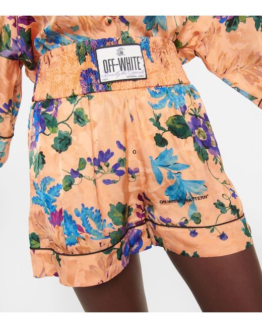 Off-White c/o Virgil Abloh Orange Floral Jacquard Pajama Shorts