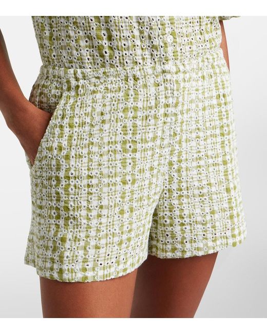 Velvet Natural Daniela Embroidered Cotton-Blend Shorts