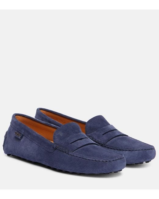 Tod's Blue Gommino Suede Driving Shoes