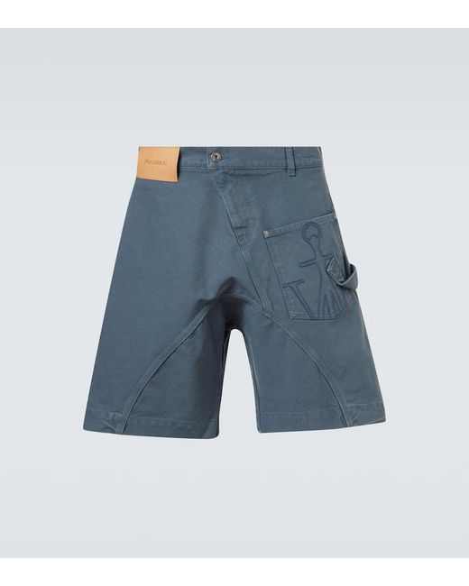J.W. Anderson Blue Twisted Cotton Canvas Bermuda Pants for men