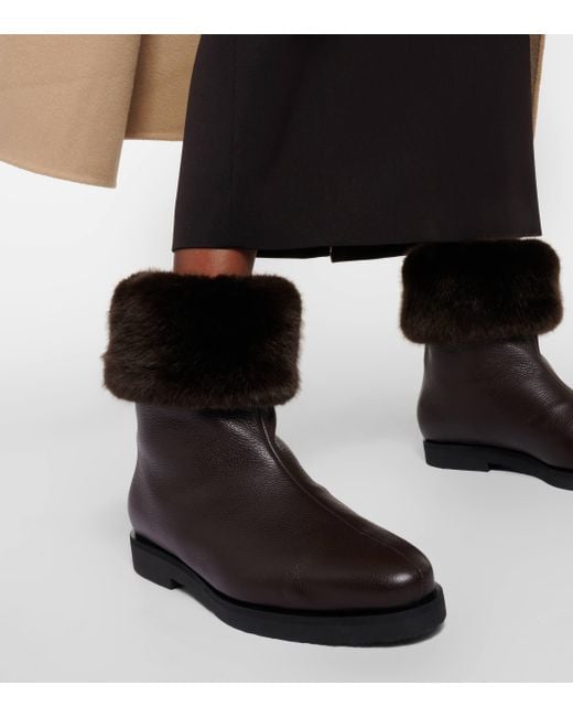 Totême  Black The Off-duty Faux Fur-lined Leather Boots
