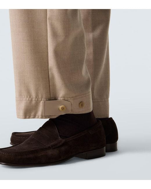 Brioni Natural Wool Straight Pants for men