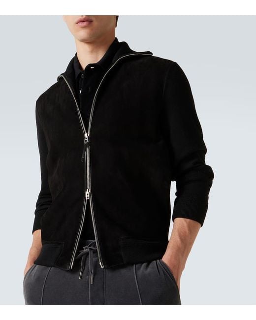 Tom Ford Jacke Aus Einem Wollgemisch Mit Veloursleder in Black für Herren