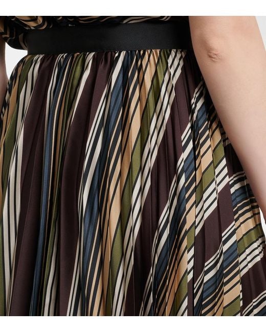 Sacai Black Striped Midi Skirt
