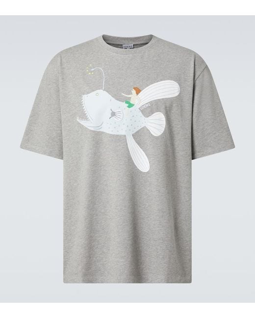 Loewe Gray Suna Fujita Anglerfish T-Shirt, 100% Cotton, Size: Small for men