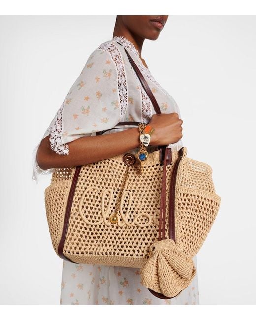 Chloé Brown Iconic Small Raffia Tote Bag