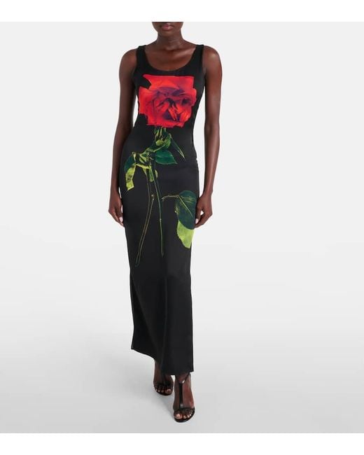 Vestido de fiesta Shadow Rose de saten Alexander McQueen de color Black