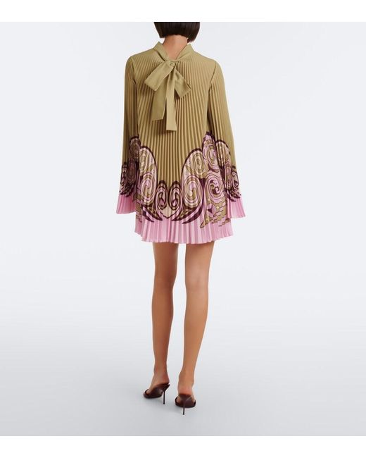 LaDoubleJ Multicolor Kells Swirl Plisse Crepe De Chine Minidress