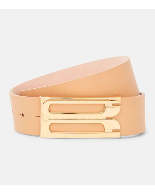 Cinturon de piel con logo Victoria Beckham de color Natural